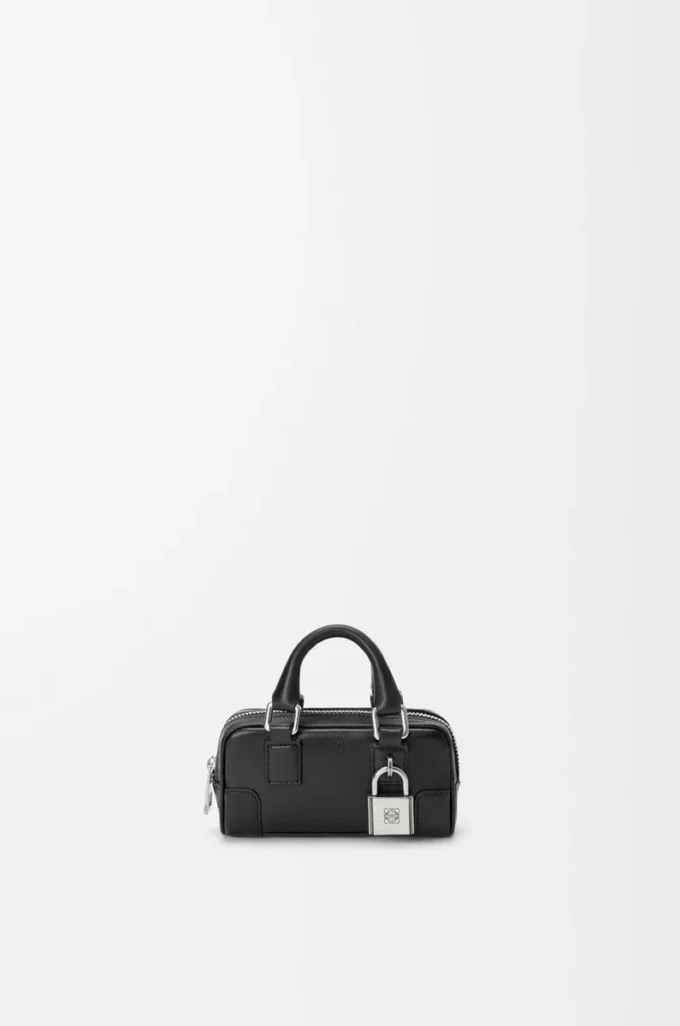 Amazona Nano en cuir de veau brillant Noir