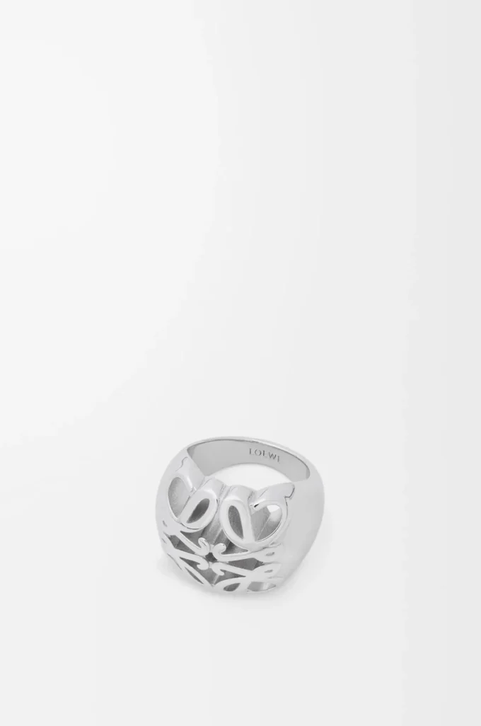 Bague chevalière Anagram Bombé en argent sterling Argent