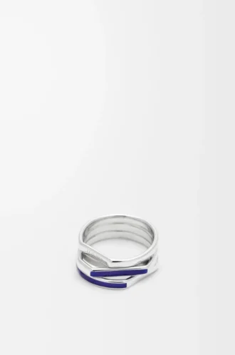 Bague empilable en argent sterling et émail Argent/Bleu