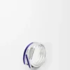 Bague empilable en argent sterling et émail Argent/Bleu