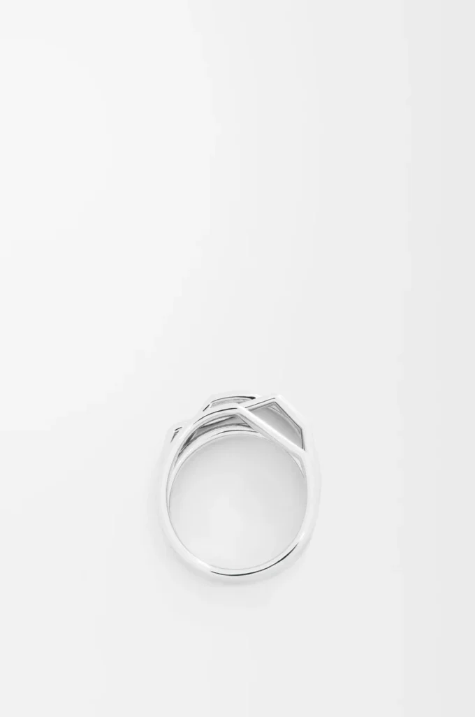 Bague empilable en argent sterling et émail Argent/Bleu