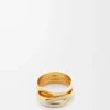 Bague empilée en argent sterling et émail Or/Ivoire