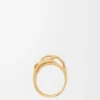 Bague empilée en argent sterling et émail Or/Ivoire
