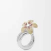 Bague Flor en argent sterling et cristaux Jaune/Argent