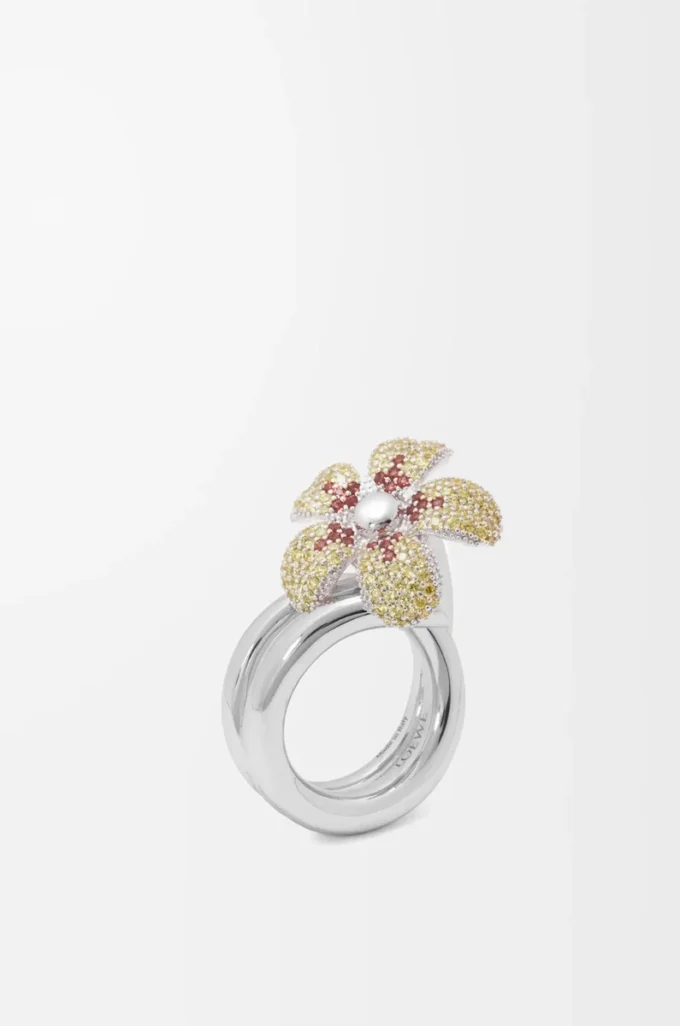 Bague Flor en argent sterling et cristaux Jaune/Argent