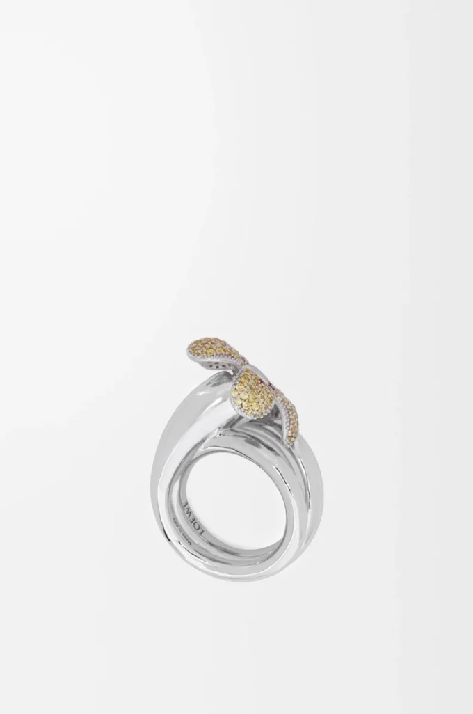 Bague Flor en argent sterling et cristaux Jaune/Argent