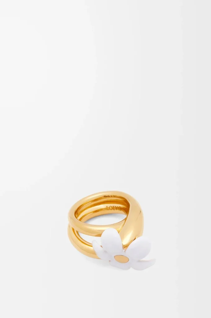 Bague Flor en argent sterling et émail Or/Blanc