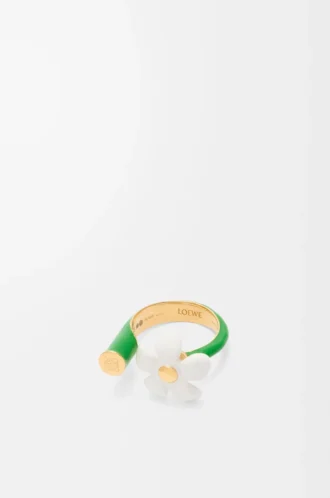 Bague Flor en argent sterling et émail Or/Blanc