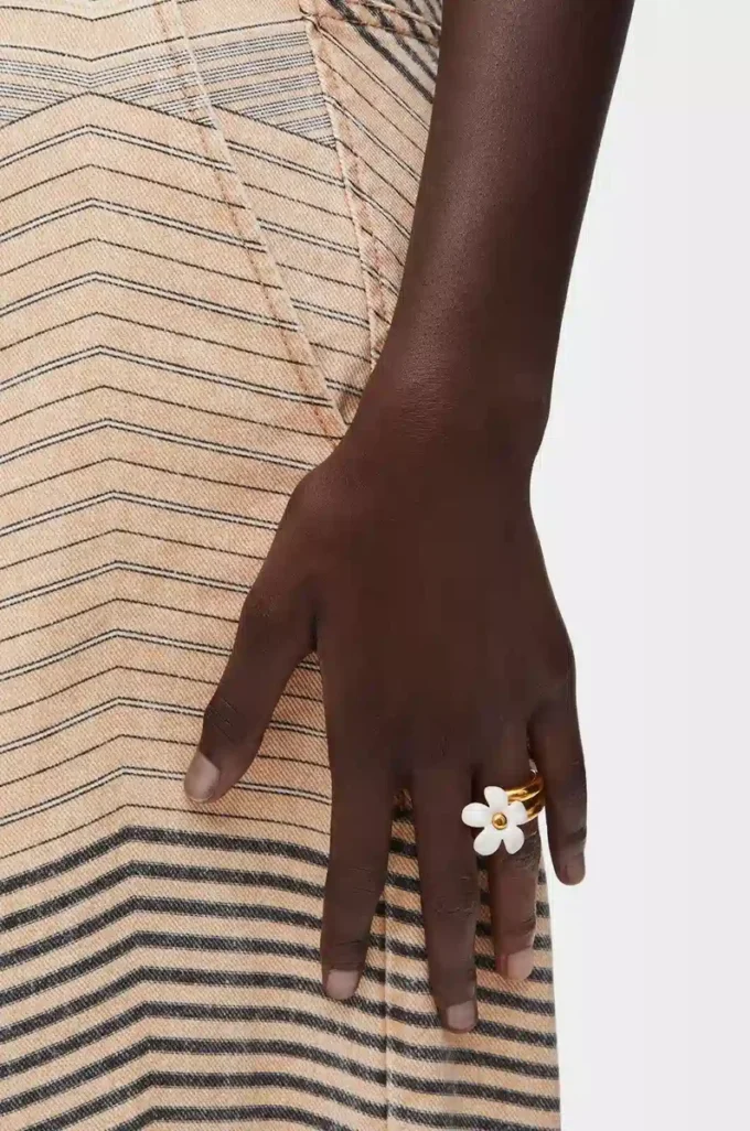 Bague Flor en argent sterling et émail Or/Blanc