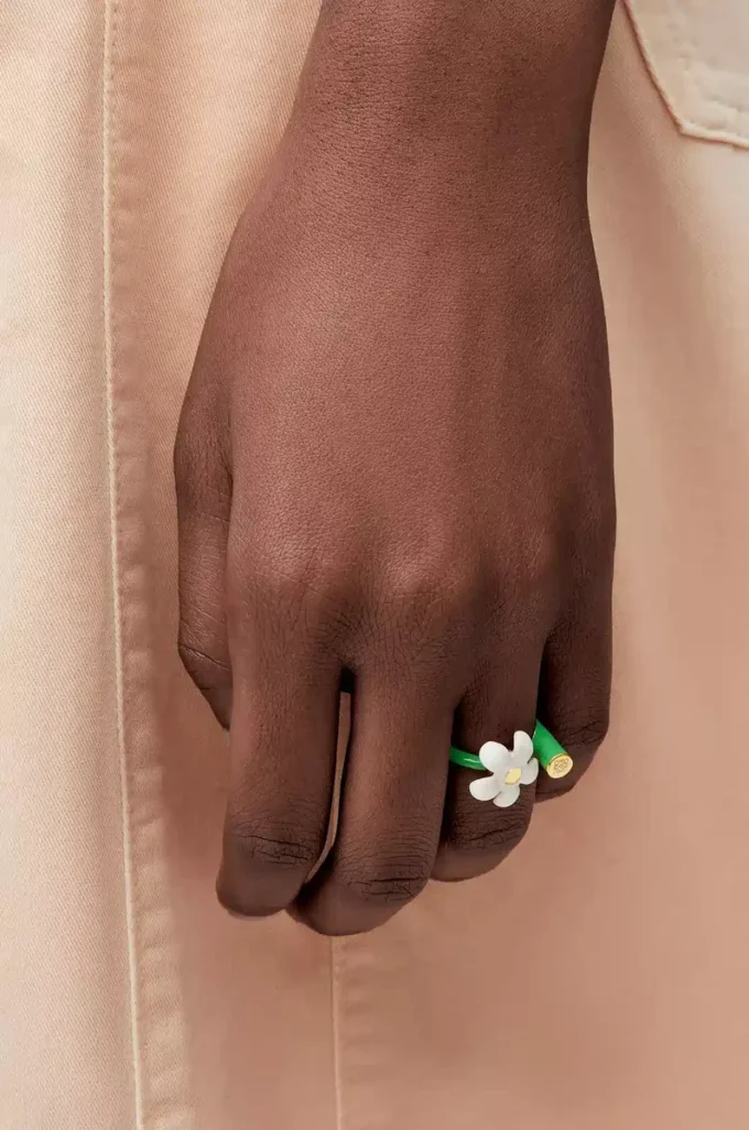 Bague Flor en argent sterling et émail Or/Blanc