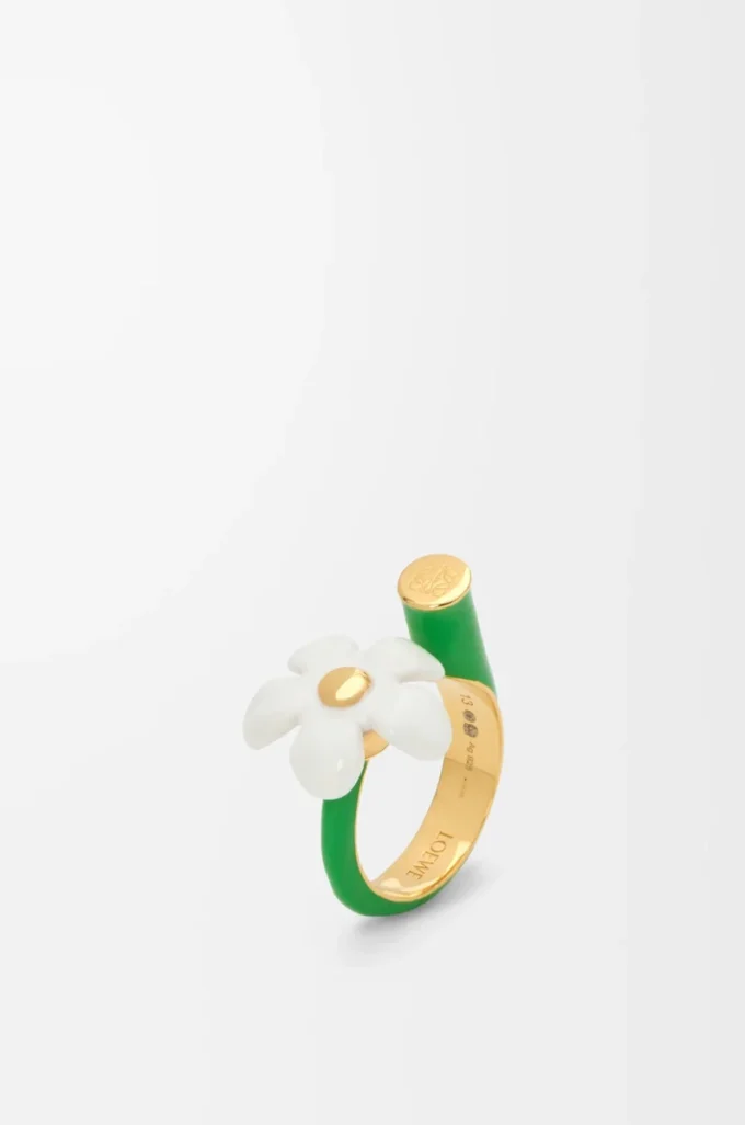 Bague Flor en argent sterling et émail Or/Blanc