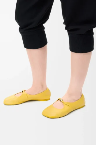 Ballerines Pebble Soft en cuir d&rsquo;agneau nappa Dandelion