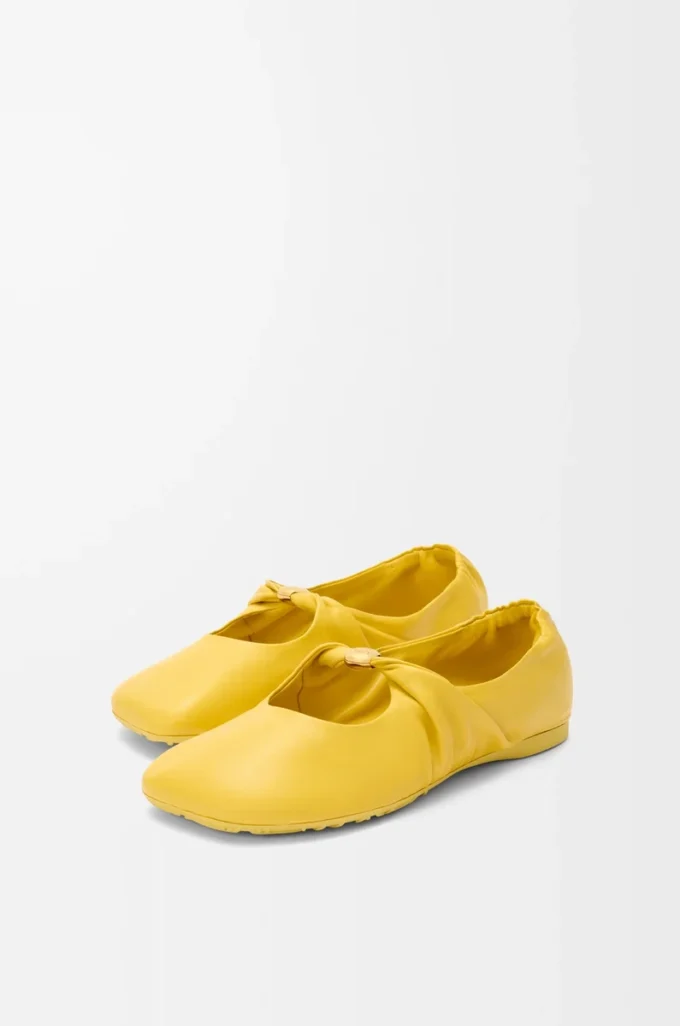 Ballerines Pebble Soft en cuir d&rsquo;agneau nappa Dandelion