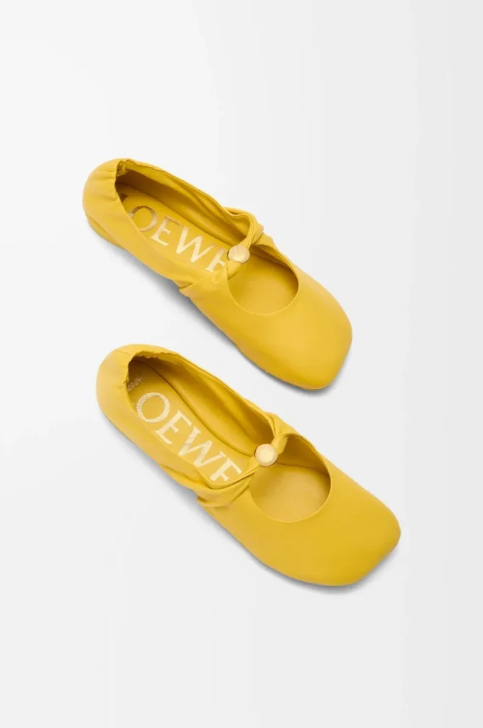 Ballerines Pebble Soft en cuir d&rsquo;agneau nappa Dandelion
