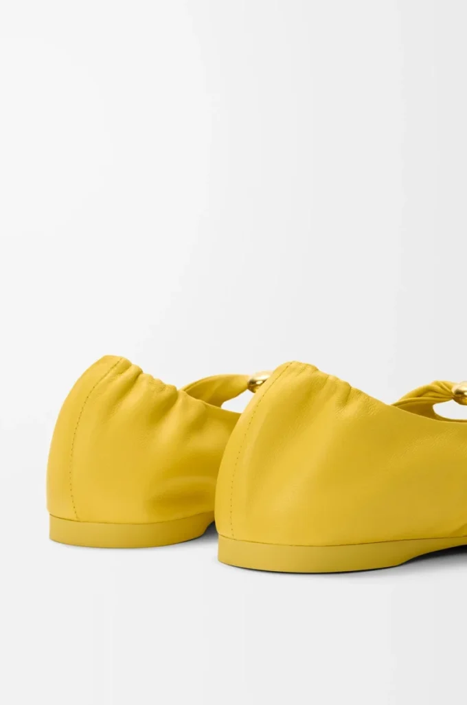 Ballerines Pebble Soft en cuir d&rsquo;agneau nappa Dandelion