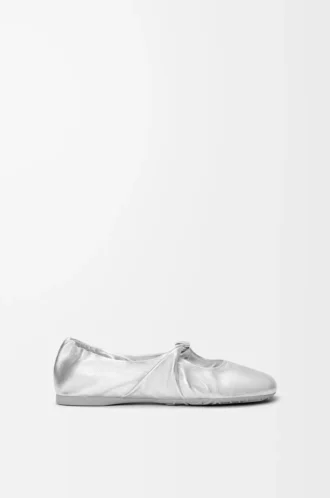 Ballerines Pebble Soft en cuir d&rsquo;agneau nappa laminé argenté