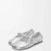 Ballerines Pebble Soft en cuir d&rsquo;agneau nappa laminé argenté