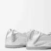 Ballerines Pebble Soft en cuir d&rsquo;agneau nappa laminé argenté
