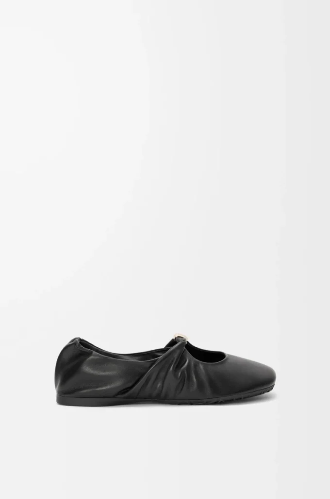 Ballerines Pebble Soft en cuir d&rsquo;agneau nappa noir