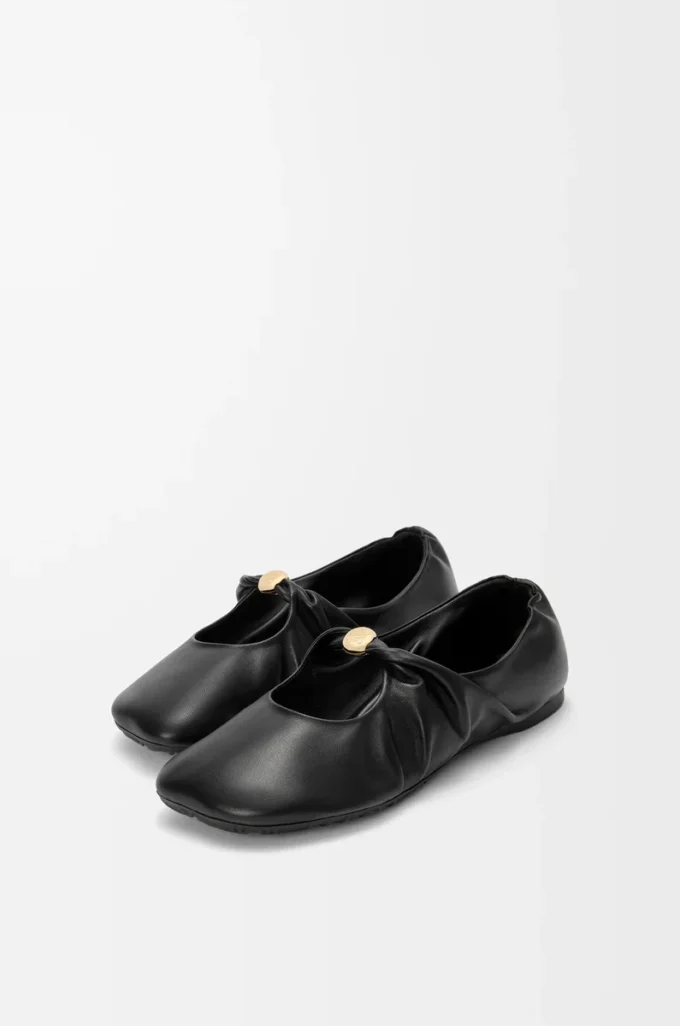 Ballerines Pebble Soft en cuir d&rsquo;agneau nappa noir