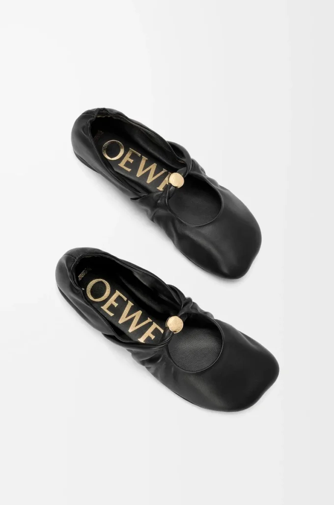 Ballerines Pebble Soft en cuir d&rsquo;agneau nappa noir