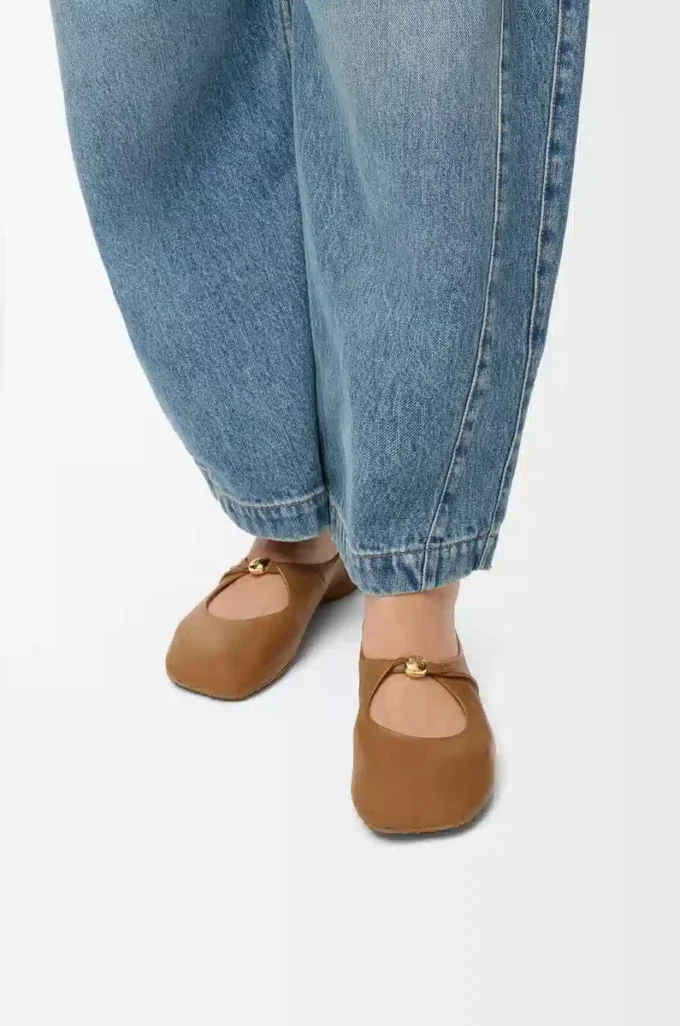 Ballerines Pebble Soft en cuir d&rsquo;agneau nappa Oak