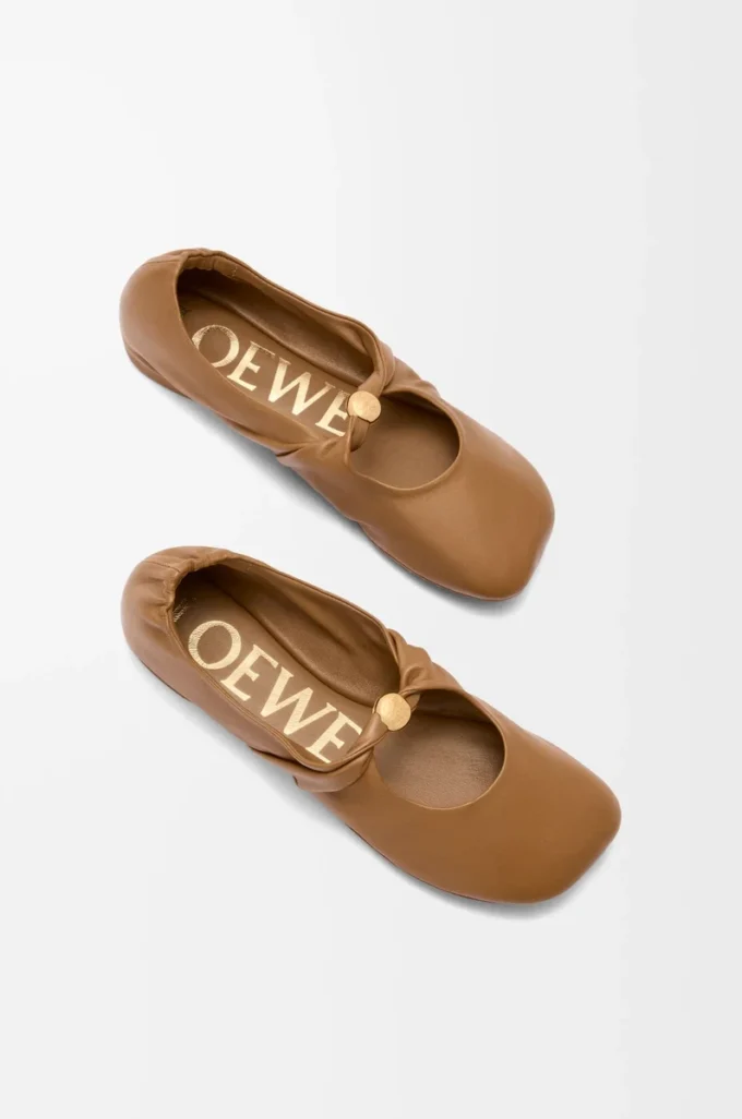 Ballerines Pebble Soft en cuir d&rsquo;agneau nappa Oak