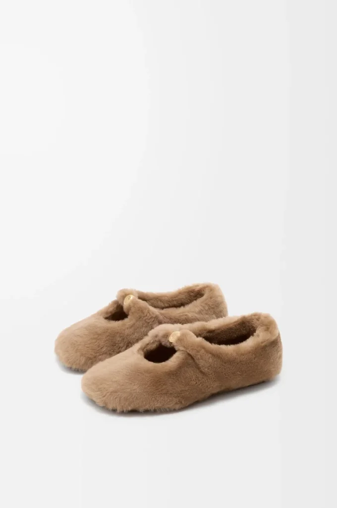Ballerines Pebble Soft en peau lainée Oak
