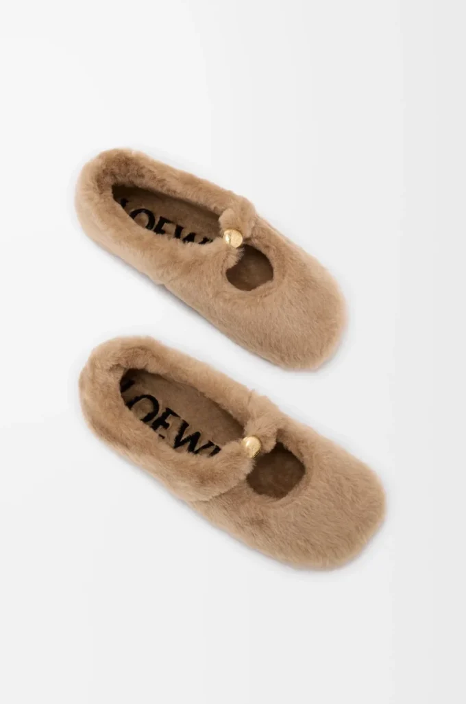 Ballerines Pebble Soft en peau lainée Oak