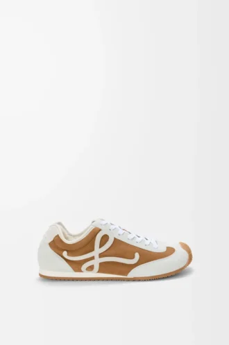 Ballet Runner 2.0 en daim et peau lainée Tan/Blanc