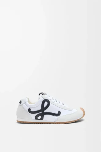 Ballet Runner 2.0 en nylon et cuir de veau Blanc/Noir