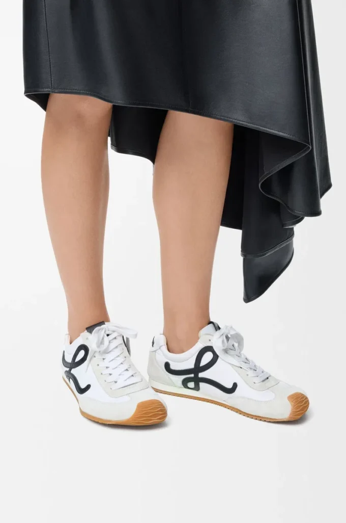 Ballet Runner 2.0 en nylon et cuir de veau Blanc/Noir