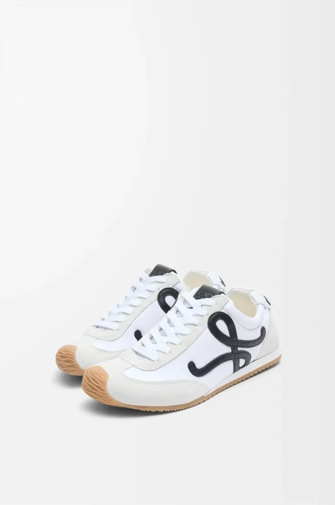 Ballet Runner 2.0 en nylon et cuir de veau Blanc/Noir