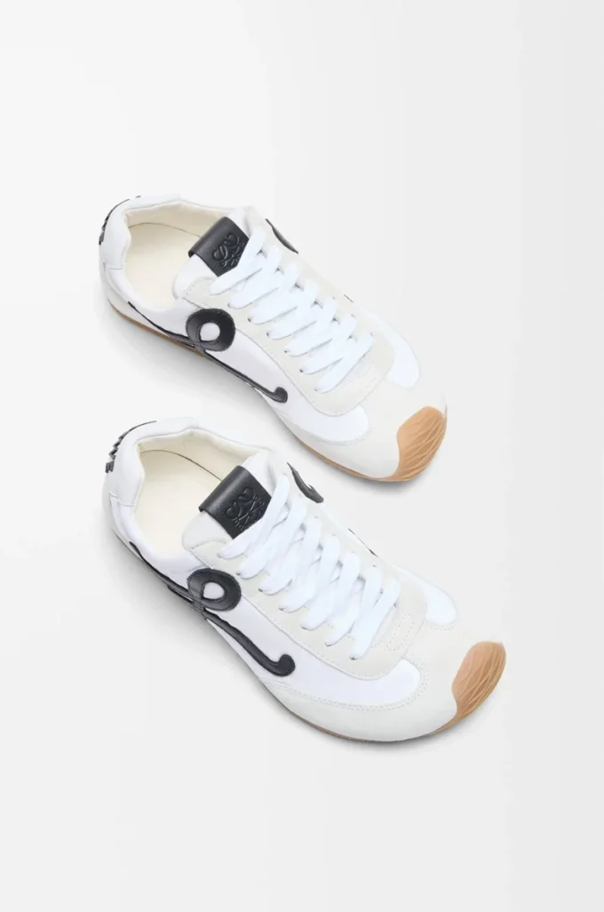 Ballet Runner 2.0 en nylon et cuir de veau Blanc/Noir
