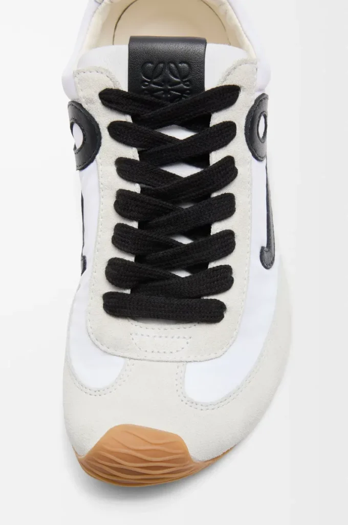 Ballet Runner 2.0 en nylon et cuir de veau Blanc/Noir