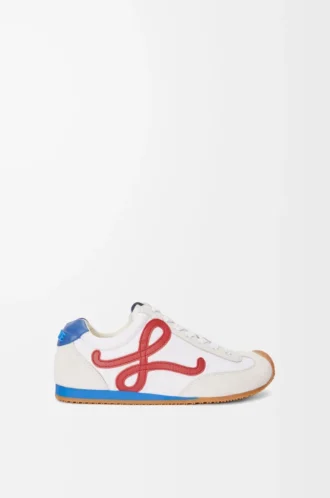 Ballet Runner 2.0 en nylon et cuir de veau Blanc/Rouge/Bleu