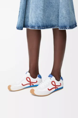 Ballet Runner 2.0 en nylon et cuir de veau Blanc/Rouge/Bleu