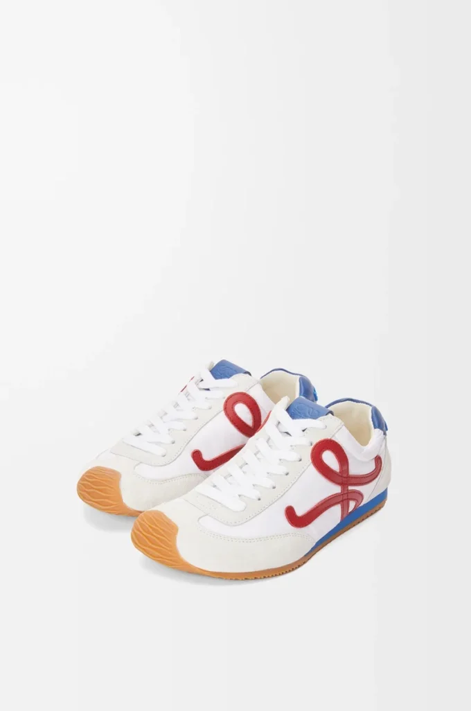 Ballet Runner 2.0 en nylon et cuir de veau Blanc/Rouge/Bleu