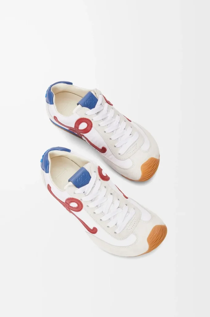 Ballet Runner 2.0 en nylon et cuir de veau Blanc/Rouge/Bleu