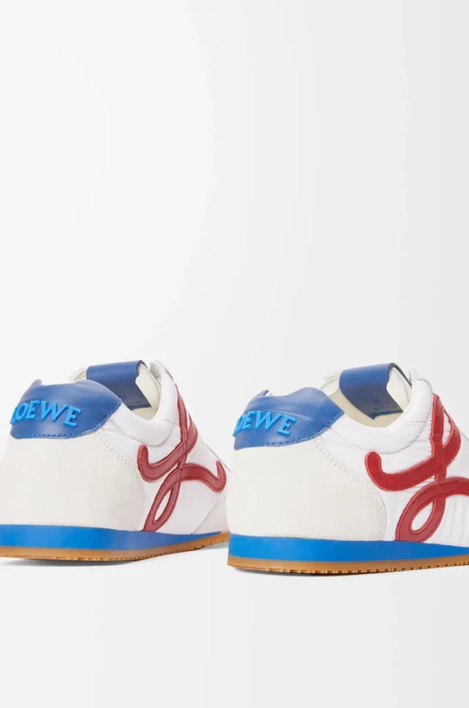 Ballet Runner 2.0 en nylon et cuir de veau Blanc/Rouge/Bleu