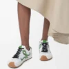 Ballet Runner 2.0 en nylon et cuir de veau Blanc/Vert gazon/Orange foncé