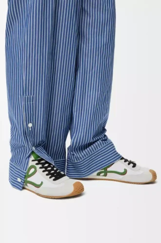 Ballet Runner 2.0 en nylon et cuir de veau Blanc/Vert gazon/Orange foncé