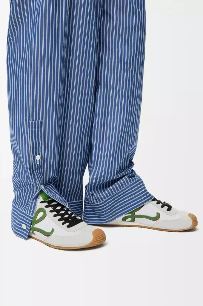 Ballet Runner 2.0 en nylon et cuir de veau Blanc/Vert gazon/Orange foncé