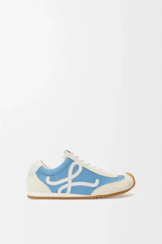 Ballet Runner 2.0 en nylon et cuir de veau Bleu/Blanc/Blanc cassé
