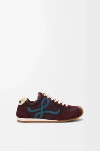Ballet Runner 2.0 en nylon et cuir de veau Bordeaux/Bleu canard/Pâte à modeler