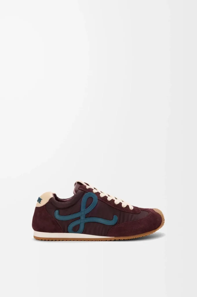 Ballet Runner 2.0 en nylon et cuir de veau Bordeaux/Bleu canard/Pâte à modeler