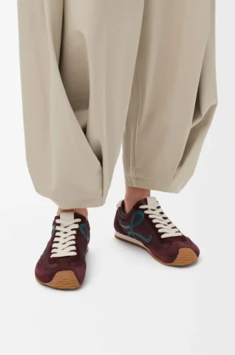 Ballet Runner 2.0 en nylon et cuir de veau Bordeaux/Bleu canard/Pâte à modeler