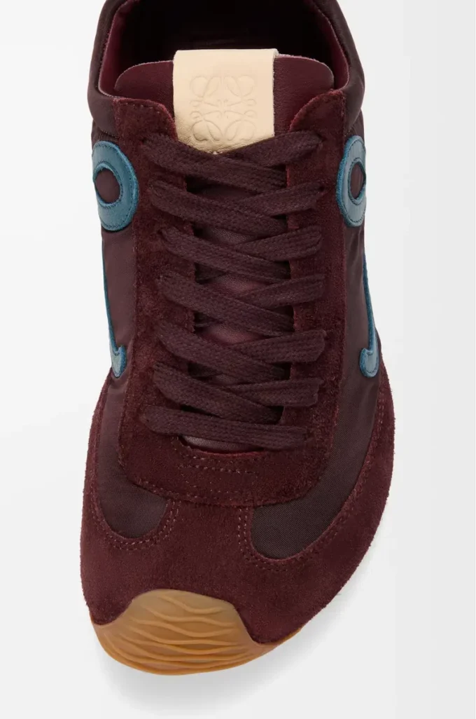 Ballet Runner 2.0 en nylon et cuir de veau Bordeaux/Bleu canard/Pâte à modeler