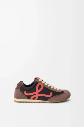 Ballet Runner 2.0 en nylon et cuir de veau Chocolat/Corail/Jaune