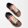 Ballet Runner 2.0 en nylon et cuir de veau Chocolat/Corail/Jaune